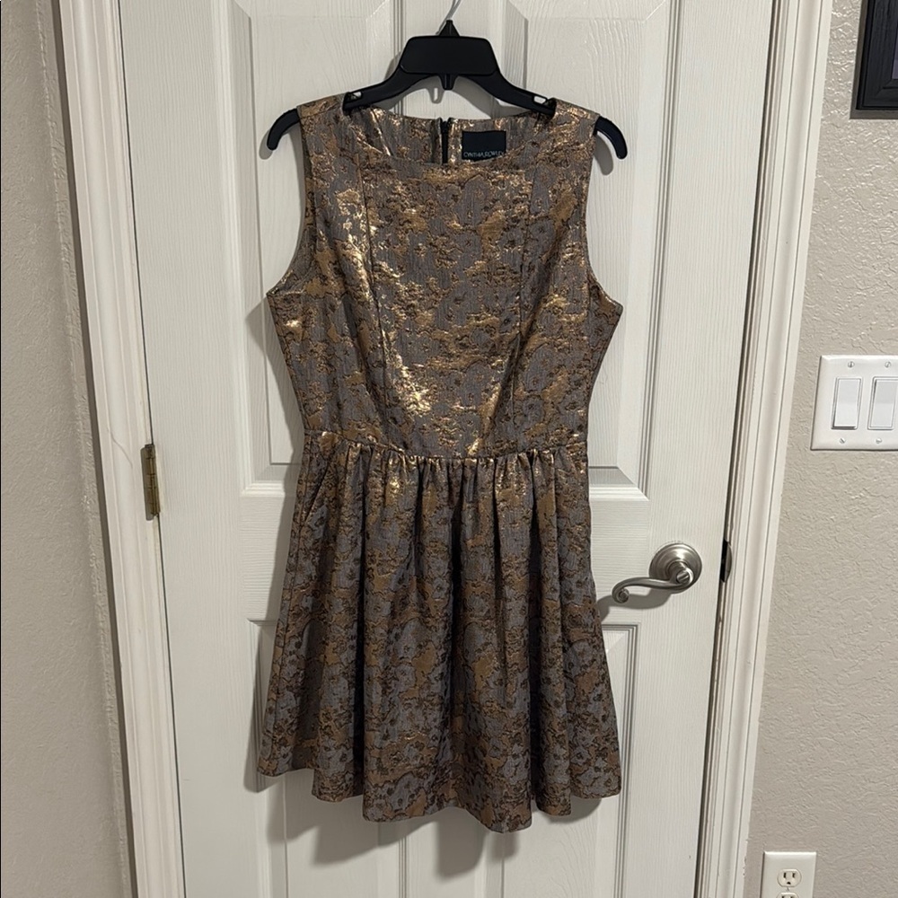Cynthia Rowley Gold and Black Mini Dress Size 8